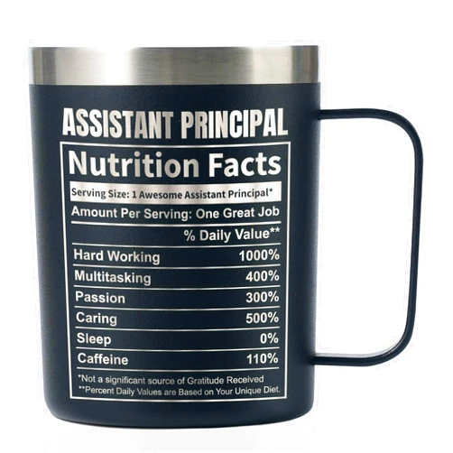 Onebttl Assistant Principal Appreciation Gifts, Christmas Principal Day Gift for Men, Women, 12oz Stainless Steel Coffee Mug with Handle & Lid - Assistant Principal, PRIN12-01-BK-AP