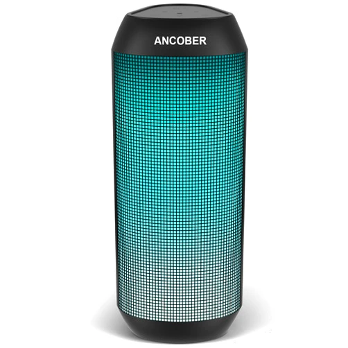 ANCOBER Bluetooth Speaker, Wireless Portable, HD Stereo Sound,with Cool Dynamic LED Lights, IPX4 Waterproof, BT5.3, Dual Surround Pairing, Him Her Man Teens Electronic Gadgets Gifts, for Outdoor Camping Party