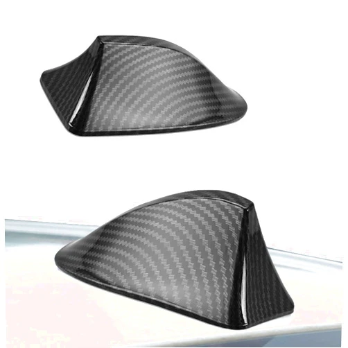 Ajxn Shark Antenna Fin Roof Aerial Base Radio Signal for Car SUV Truck Van Super Functional with Adhesive Tape Base 9 Carbon (Black)