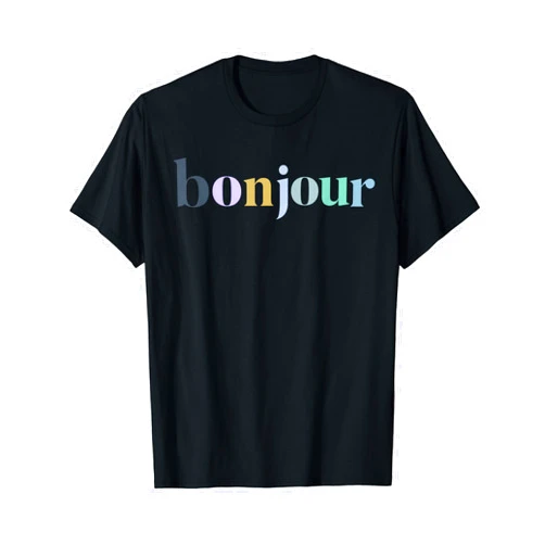 Lush Kindness Bonjour French Colorful Happy Happiness Womens Girls Cute T-Shirt