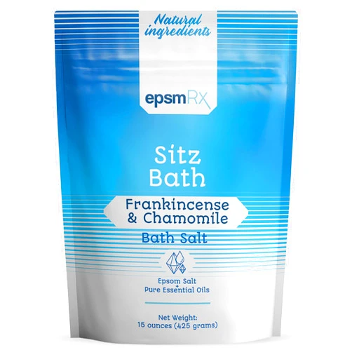 EpsmRx Sitz Bath Salt 15 Oz Epsom Salt Bath Soak Pouch, Frankincense Essential Oil, Chamomile Essential Oil