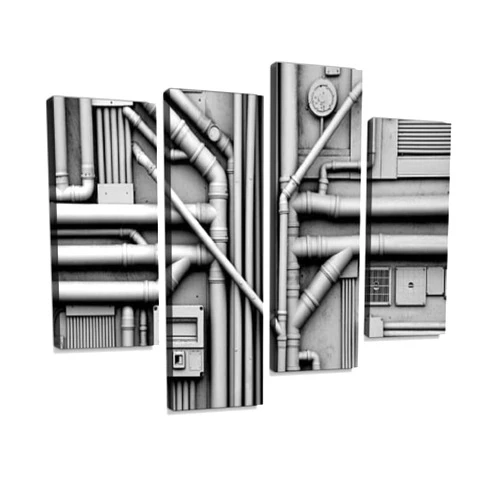 IGOONE 4 Panels Canvas paintings - Gas and Oil Pipes Background - Wall Art modern Posters Framed Ready to Hang for Home Wall Decor