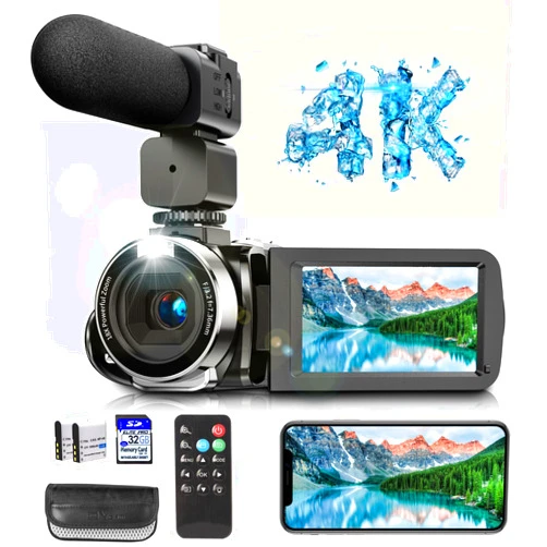 Hojocojo 4K 60FPS Video Camera with HD Micphone, Camcorder with IR Night Vision, WiFi Digital Camera, 18X Digital Zoom, Vlogging Camera for YouTube, Kids Video Camera, Built in Microphone, Remote