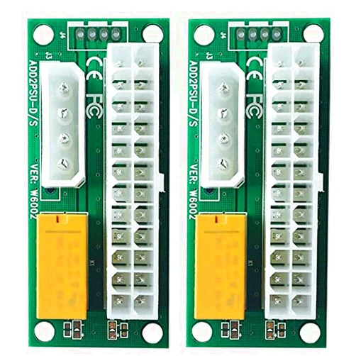 BAY Direct 2-Pack Add2PSU Multiple Power Supply Adapter (ATX 24Pin to Molex 4Pin) and Daisy Chain Connector-Ethereum Mining ETH Rig Dual Power Supply Connector