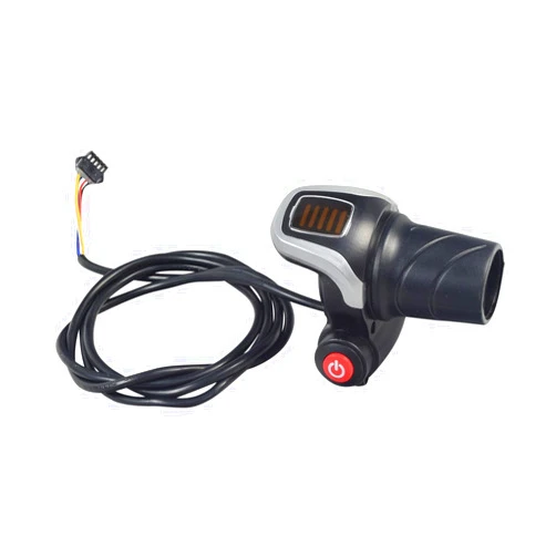 AlveyTech 36 Volt Twist Grip Throttle with Battery Indicator & On/Off Switch Compatible with Swagtron EB5 and EB6 Electric Bike - Three-in-One Control, Replacement Part for Adult E-Bikes, 5-Wire, 57
