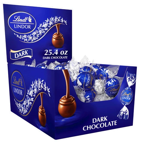 Lindt LINDOR Dark Chocolate Candy Truffles, Dark Chocolate with Smooth, Melting Truffle Center, 25.4 oz., 60 Count
