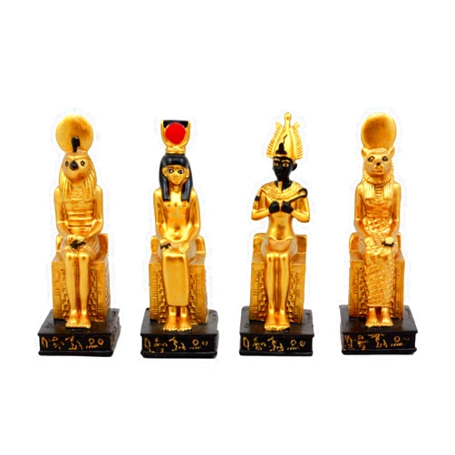 Ebros Gift Egyptian Gods Horus Osiris Sekhmet and Isis Seated On Thrones Figurine Set of 4 Decorative Miniatures 3.75