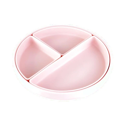 Finorder 100% Silicone Toddler Plate with Suction, Stay Put Food Plate for Baby, 3 Individual Removable Trays, BPA Free (Pink)