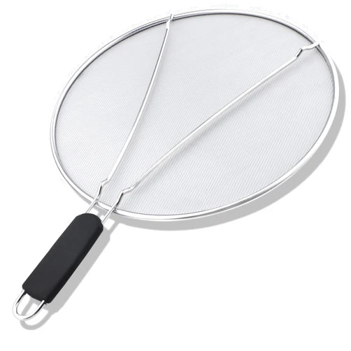 XULRKOS Splatter Screen for Frying Pan – 13’’ Stainless Steel Grease Splatter Guard with Comfortable Grip Handle, Ultra Fine Mesh Prevents Oil Splatters and Messes, Heavy Duty and Dishwasher Safe