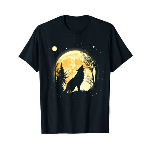 NATHAN DANIEL WHITE Store by Sen Doan Thi Cam Animal Lover Wildlife Forest Full Moon Howling Wolf T-Shirt