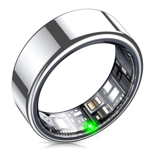 NEWTRENDS Smart Ring, Heart Rate/Sleep/Blood Oxygen Monitoring, Step Count, Wearable Fitness Tracker, APP Bluetooth Connected, IP68 Waterproof,Silver (Size 9)