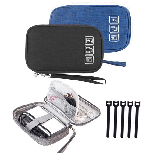 Rinvanic Electronic Organizer Cable Case,Travel Portable Cable Organizer Case,Electronic Accessories Storage Case,BlackBlue