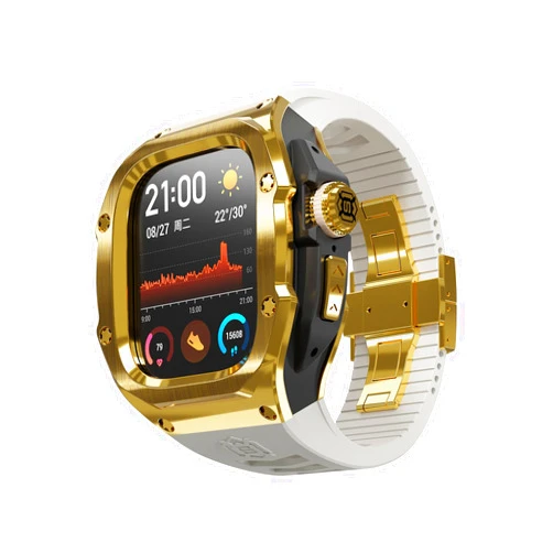 ILAZI Luxury Stainless Steel Case ModificationKit，For Apple Watch Ultra 2 1 49mm Rubber Band