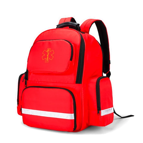 Trunab First Responder Bag Trauma Backpack Empty, Medical Emergency Kits Storage Jump Bag Pack for EMT, EMS, Police, Firefighters, Safety Officers - Patented Design Red