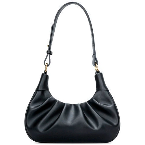 KKXIU Shoulder Bag Crescent Handbag Ruched Purse Underarm Bag Mini Hobo for Women,Detachable Gold Chain Crossbody Bag