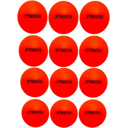 TronX Street Hockey Balls - 12 Pack - Low No Bounce Orange Outdoor Official Street Roller DEK Hockey Balls