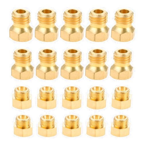 ETERMETA 20 Pcs Propane Gas Orifice Nozzle Conversion Kit, Brass Jet Nozzles, Propane Orifice Kit for Propane Lpg Gas Pipe Water Heater DIY Burner Parts, M5 x 0.5mm/0.68mm, M6 x 0.75mm/0.5mm