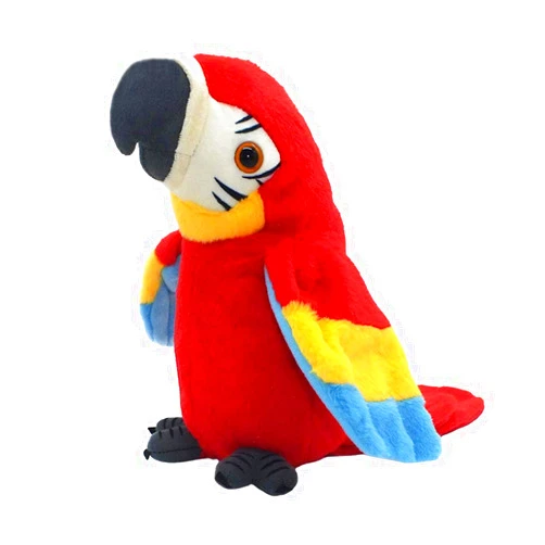 Vincilee Talking Parrot Repeats What You Say Mimicry Pet Toy Plush Buddy Parrot Children Gift (RED