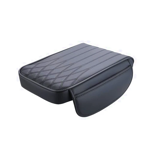 ST SoleMe.Tc Car Center Console Cover with Side Pockets, Memory Foam Leather Arm Rest Cover for Car, Waterproof Armrest Box Pad Cushion Protector Car Accessory for Most SUV Truck Vehicle, Black