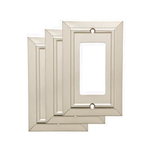 Franklin Brass Classic Architecture (3-Pack) Decorative Light Switch Cover Brushed Nickel 1-Gang Decorator/Rocker Wall Plate Single Electrical Outlet Guard W35219M-SN-C