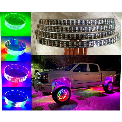Ydzwavui Bluetooth + Remote Control Triple Row Three Rolls Treble LEDs 4PCS 15.5