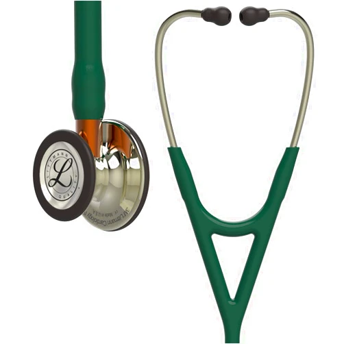 3M Littmann Cardiology IV Diagnostic Stethoscope, High Polish Champagne-Finish Chestpiece, Hunter Green Tube, Orange Stem and Champagne Headset, 27 inch, 6206 Hunter Green Tube, Orange Stem, Champagne Headset High Polish Champagne-Finish Chestpiece