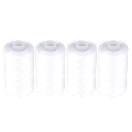 Simthread All Purpose Sewing Thread, 4 Spools Each 1000 Yards of Polyester Threads for Sewing Machine, Sewing Machine Supplies for Beginners, Hand Stitching, Quilting, Serger (4 White)