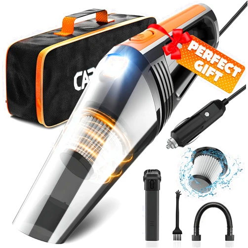 SYAYVO Portable Car Vacuum Cleaner - 8000PA/100W/DC12V Corded Vacuum Cleaner Handheld Vacuum with Attachments Car Cleaning Kit 16.4 Ft Car Detailing Vacuum Cleaner for Car Accessories for Men