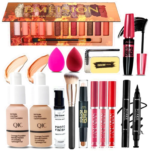 Geyomi All in One Makeup Kit for Women Full Kit, 12 Colors Eyeshadow, Foundation & Primer, Lipsticks, Eyeliner, Mascara, Contour Stick, Brow Soap, Makeup Brush & Sponge, Make Up Gift Set for Women, Teens