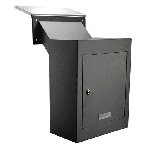 Metateel Through The Wall Drop Box,Mail Drop Box,Adjustable Chute,Deposit Drop Box Code Lock,Rainproof and Anti Phishing Design Wall Mount Mailbox for Letters, Rents,Checks & Keys,Home & Office,Black