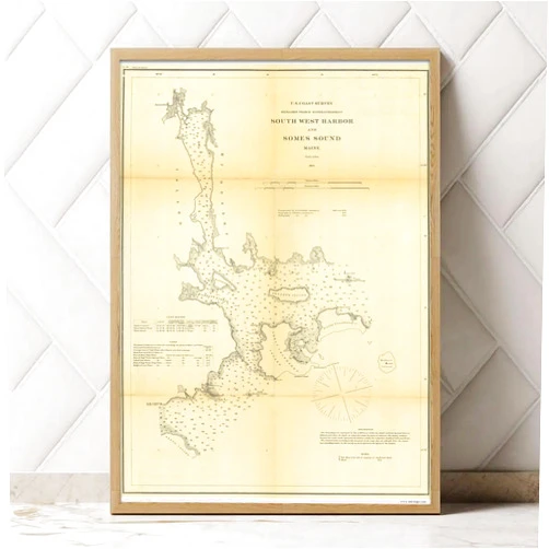MG Global Historical Poster of Somes Sound South West & North East Harbors Gott's Island Maine 1872 291 | 11x17 12x18 16x24 24x36 Unframed Print Wall Art Gift | Vintage Antique Home Office Decor