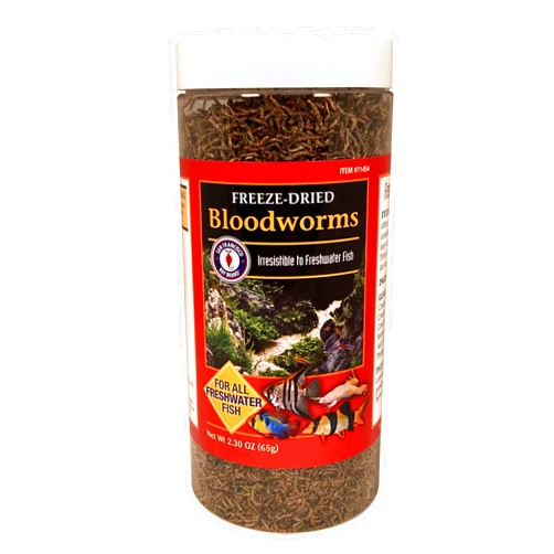 San Francisco Bay Brand Freeze-Dried Bloodworms Fish Food - All Natural High Protein Treat for Freshwater Fish, Bettas, Tetras, Barbs, Catfish, Aquatic Amphibians - Betta Fish Food - 2.3 oz (65g)
