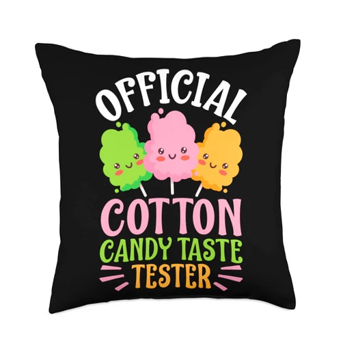 County Fair And State Fair Designs for Kids County Fair: Official Cotton Candy Taste Tester Throw Pillow, 18x18, Multicolor