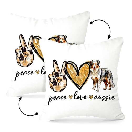 JIRIM-BEUTY Dog Lover Gifts Throw Pillow Covers 18x18, Australian Shepherd Gifts for Women Men Dog Mom Dad Pet Puppy Owner Aussie Pillowcase, Home Decor for Living Room Bed Couch Sofa Cushion Cover - JRM507