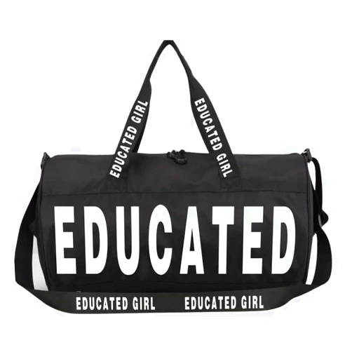 Educated Girl Duffel Bag, College Bag, Sports Bag, Weekend Bag, Book Bag, School Bag,Gym Yoga Bag, Travel Duffel Bag, Color (Black)