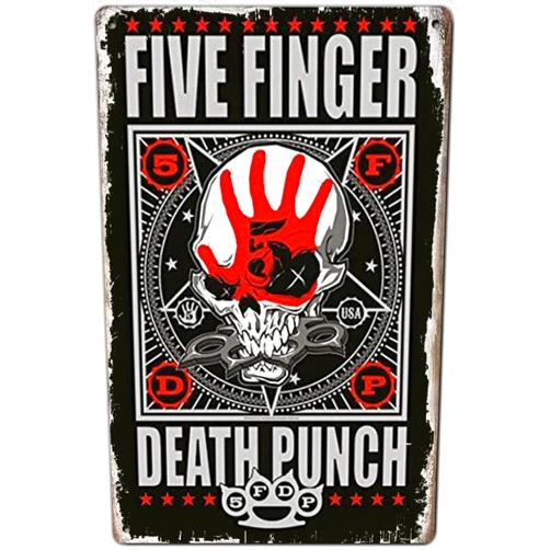 OPICA Metal Tin Sign Music Five Finger Death Punch Poster Wall Decor Fun for Home Kitchen Bar Room Garage Vintage Retro Plaque 12x8 Inch