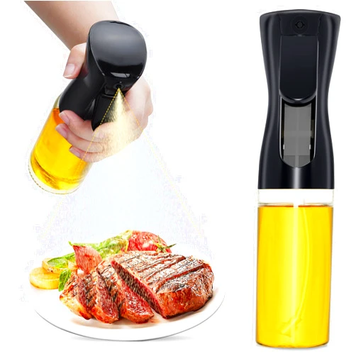 WANKODA Oil Sprayer For Cooking, 2024 Newest Upgraded Olive Oil Sprayer and Dispenser for Kitchen, Food Grade Oil Spray Bottle for Cooking, Air Fryer, Deep Frying, BBQ (Black, 220ml)