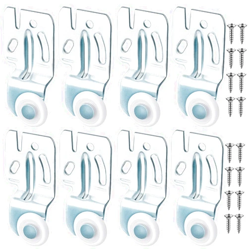 Blulu 8 Pcs Closet Sliding Door Hardware Wardrobe Door Roller Kit Closet Door Wheels for Top Hung Bypass Sliding Closet Doors Sliding Kitchen Doors, 3/4