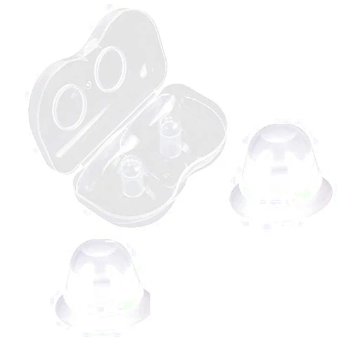 Finever Nipplesuckers Silicone Nipple Corrector for Flat Inverted Nipples for Breastfeeding Mother or Women with Clear Case 1Pair