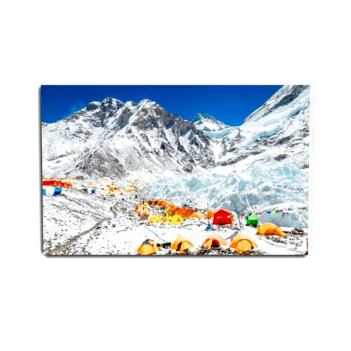 VIUBGCPS Canvas Print Pictures Wall Art Painting Bright yellow tents in Mount Everest Base Camp Khumbu glacier and Framed & Stretched Posters Ready to Hang Home Decor Artworks - 20x32inch