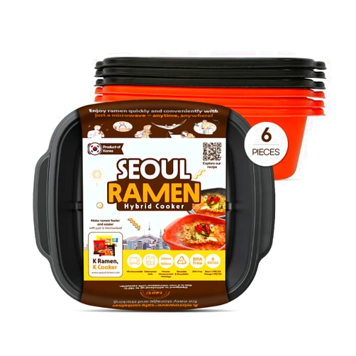 DAPENDA Seoul Ramen Hybrid Cooker | Microwave Ramen in 6 Minutes | Perfect for Korea Ramen, Small Kitchen, or Office | Dishwasher-Safe, Microwaveable, BPA-Free (6 Pack) (Mix)