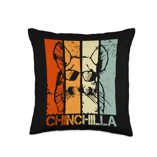 Chinchilla Chinchillas Rodent Wool Mouse Motifs Vintage Wool Mouse Chinchilla Chinchillas Retro Rodent Throw Pillow