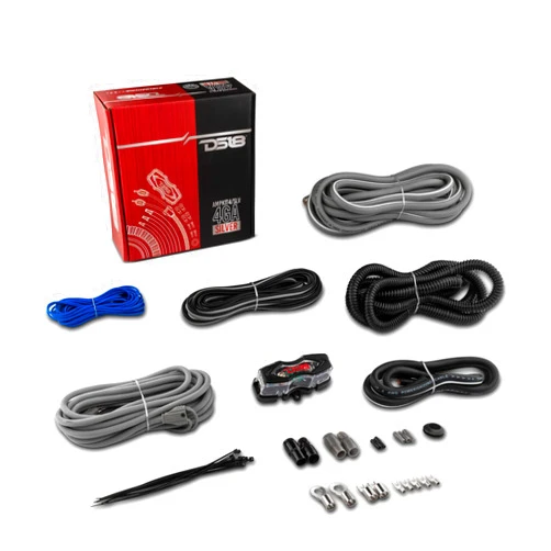 DS18 AMPKIT4/SLV - 4GA CCA Complete Package Installation Cable Kit for Car Audio Amplifiers Silver