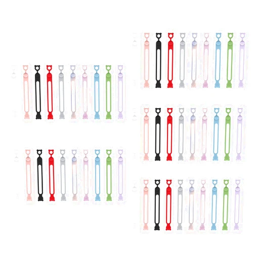 HUANGENG 50Pcs Multipurpose Silicone Cable Ties Reusable Cable Managements Organizers Cable Straps Charging Cable Organizers
