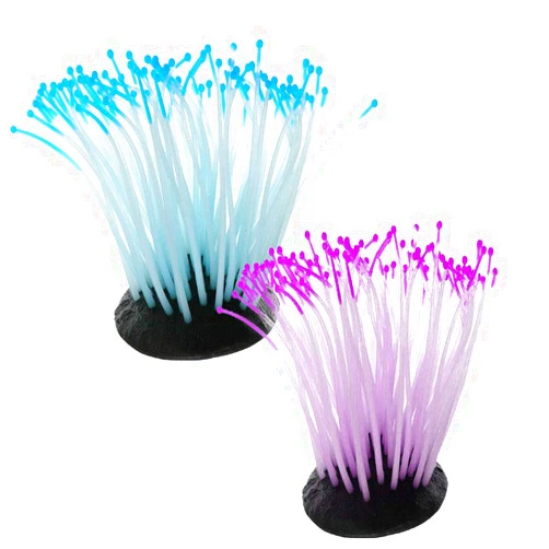 kathson 2 PCS Artificial Soft Sea Anemone Coral Plant,Silicone Coral Fish Tank Decorations,Aquarium Ornament,Blue and Purple