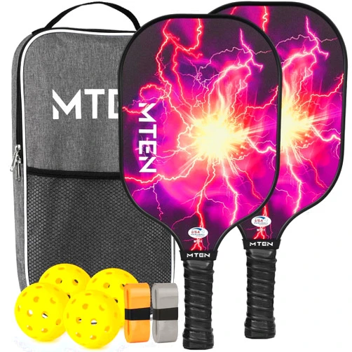 MTEN Pickleball Paddles, USAPA Approved Fiberglass Surface Pickleball Set with Pickleball Rackets, Pickleball Paddles Set ​for Men Women