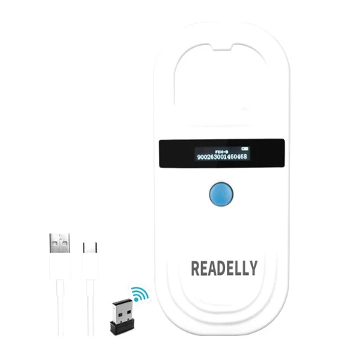 READELLY Pet Microchip Reader Scanner, Rechargeable 256 Data Storage Animal Chip ID Scanner with OLED Display Screen RFID Portable Pet Tag Scanner for FDX-B, ISO 11784/11785 and EMID ID64
