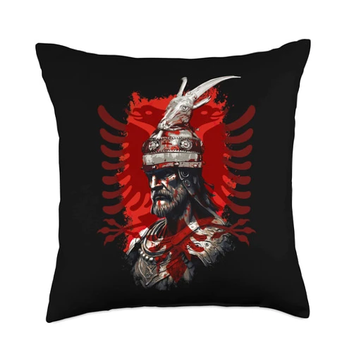 Albania Albanian Eagle Gift Kosovo Skënderbeu Skanderbeg Albania and Kosovo Flag for a Proud Albanian Throw Pillow, 18x18, Multicolor