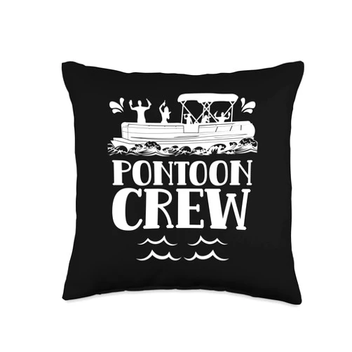 Pontoon Ship Pontoons Boat Humor Pontoon Crew Lover Boating Captain Throw Pillow, 16x16, Multicolor