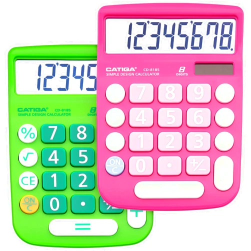 CATIGA Desktop Calculator 8 Digit with Solar Power and Easy to Read LCD Display, Big Buttons, for Home, Office, School, Class and Business, 4 Function Small Basic Calculators for Desk, CD-8185